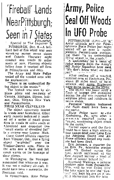 Left: The Philadelphia Inquirer, December 9, 1965. Right: Boston Record American, December 10, 1965.