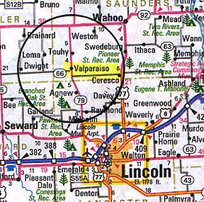 Unusual cattle deaths occurred in Valparaiso, Nebraska, about 25 miles northwest of Lincoln, on April 5 and 7, 2003, and January 9, 1994.