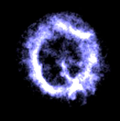Chandra X-Ray Observatory photograph of supernova remnant in the Small Magellanic Cloud galaxy 190,000 light years from earth, released by NASA on September 20, 1999.
