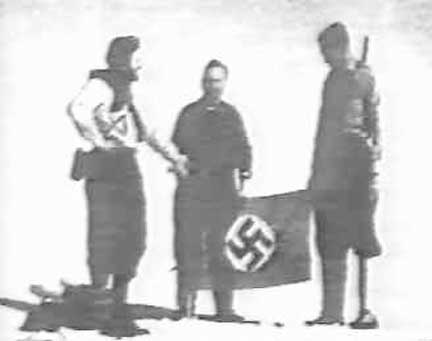 Nazis raise the swastika flag in 1938 to mark the territory of Neu-Schabenland occupied by Germany in Antarctica. Source:  UFOs in Antarctica.