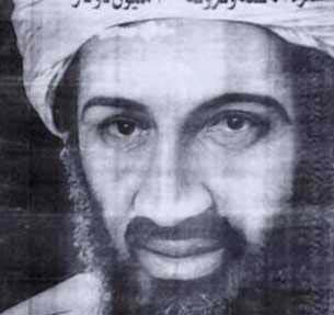 Osama bin Laden, organizer of the Al Qaeda Islamic terrorist group  and son of Muhammad Bin Laden, owner of the large construction company,  Bin Laden Group, in Riyadh, Saudi Arabia. Photograph from Middle East newspaper.