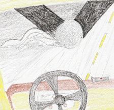 Diamond-shaped aerial craft with pulsing lights telepathically communicated to driver who drew this illustration. Sketch © 2016 by Mark for Earthfiles.com.