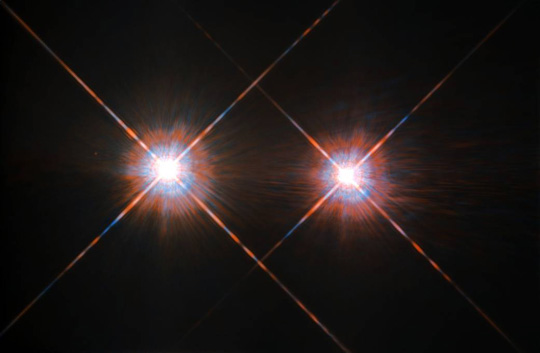 The closest star system to the Earth is the famous Alpha Centauri group of the binary duo Alpha Centauri A and Alpha Centauri B, plus a third faint red dwarf that has two different names — Alpha Centauri C or Proxima Centauri. Hubble image Sept. 2016.