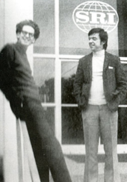 Annie Jacobsen's book: Scientists Russell Targ (left) and Hal Puthoff outside the Stanford Research Institute in Menlo Park, California, circa 1973. Officially, the program run by Puthoff and Targ was called The Biofield Measurements Program, but in internal memos for CIA Director Richard Helms, analysts called it the Paranormal Perception Research Project. Image collection of Russell Targ.