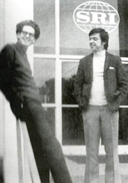Annie Jacobsen's book: Scientists Russell Targ (left) and Hal Puthoff outside the Stanford Research Institute in Menlo Park, California, circa 1973. Officially, the program run by Puthoff and Targ was called The Biofield Measurements Program, but in internal memos for CIA Director Richard Helms, analysts called it the Paranormal Perception Research Project. Image collection of Russell Targ.