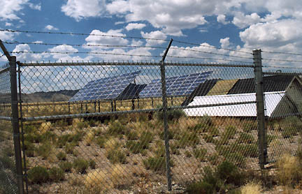 New solar arrays power some of DRES. Photographed on July 17, 2005, by Linda Moulton Howe.
