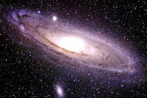 Two million light years away from our own Milky Way galaxy is the Andromeda galaxy photographed here. It is a spiral shape like the Milky Way galaxy and can be faintly seen with the naked eye in the northern sky. Photo courtesy NASA.