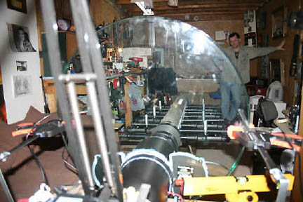  41-year-old inventor and environmentalist, Troy Hurtubise, in his North Bay, Ontario, Canada, home laboratory with his "Angel Light" invention that "sees through walls." Photograph © 2005 by Phil Novak, BayToday.ca.