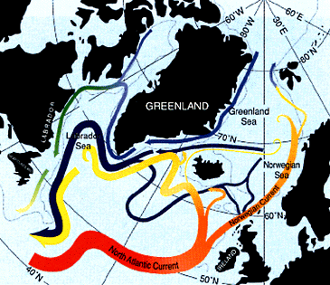 Atlantic Thermohaline Circulation map © Woods Hole Oceanographic Institution.