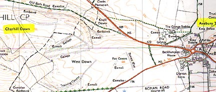 Two eyewitnesses from the Red Lion Pub on Saturday, August 16, 2003, followed the rotating, wobbling disk to a harvested field of crop stubble East of Cherhill Down and the Gallops.