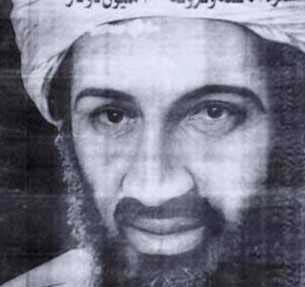 Osama bin Laden, organizer of the Al Qaeda Islamic terrorist group and son of Muhammad Bin Laden, owner of the large construction company, Bin Laden Group, in Riyadh, Saudi Arabia. Photograph from Middle East newspaper.