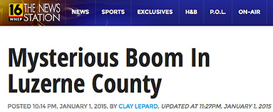 January 2, 2015 Headline, WNEP-TV, Moosic, PA, a suburb of Wilkes-Barre, the county seat of Luzerne County, 113 miles northwest of Philadelphia.
