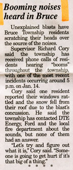 The Romeo Observer, Bruce, Michigan, north of Detroit on  Wednesday, January 23, 2013, Page 8-A.