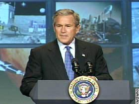 On January 14, 2004, President George Bush announced "new course for America's space program" at NASA Headquarters, Washington, D. C. Image courtesy NASA.