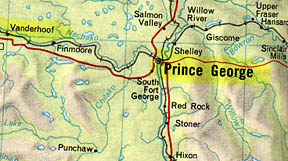 Prince George and Vanderhoof, two sites of crop formations prior to 2004.