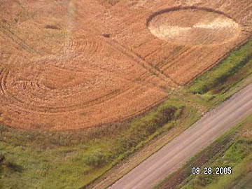 Simple circle reported August 27, 2005, near Steelman, Saskatchewan. Aerial photograph © 2005 by Lois Baillie, CCCRN Saskatchewan.