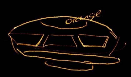 Sketch by eyewitness of one of the unidentified aerial objects that put on a dramatic 6-hour show for many eyewitnesses beginning around 2:35 a.m. on April 25, 2006. Sketch done for SPPRC investigator, Barb Campbell.