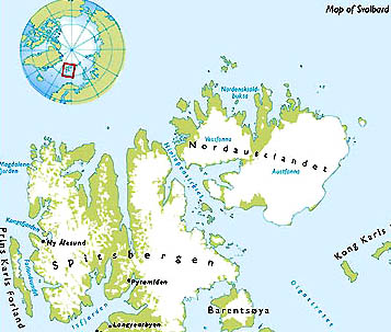Above: Map of Svalbard, also known as Island of Spitsbergen, where Norwegian scientist, Kim Holmen, has monitored greenhouse gases for nearly two decades. Below: The NIAR Zeppelin station is located just south of Ny-Ålesund on the Island of Spitsbergen within the Svalbard archipelago. Images provided by Kim Holmen.