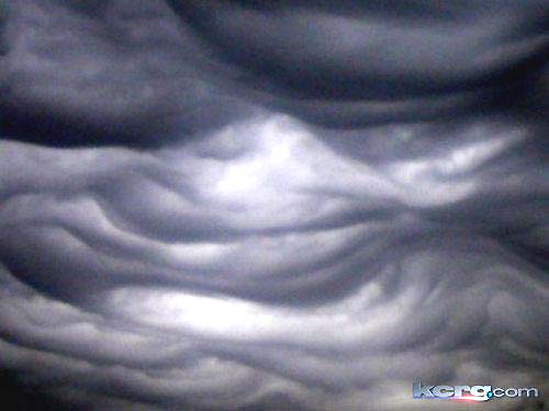 Bizarre swirling clouds at 9:45 a.m., June 20, 2006, in Cedar Rapids, Iowa. Image © 2006 by Wayne Adair and KCRG.com.