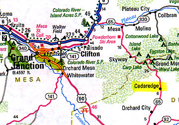 Cedaredge is a farming and ranching community southeast of Grand Junction, Colorado.