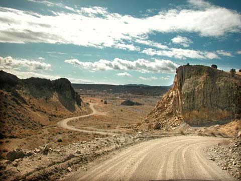 The desert cliffs outside the small town of Los Cerrillos, New Mexico, 25 miles southwest of Santa Fe.