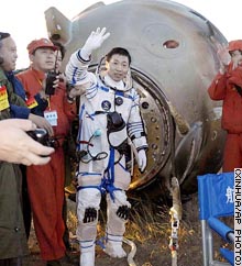  China's first man in space completes 14 orbits in 21 hours on October 16, 2003. Photograph Xinhua/AP.