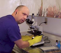 Dan B Burisch, Ph. D., Microbiologist, working in Las Vegas, Nevada in 2004. Photograph by BJ. 