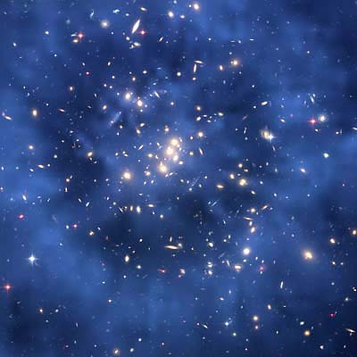 The dark matter ring was found within the galaxy cluster Cl 0024+17 (ZwCl 0024+1652), located 5 billion light-years from Earth. The ring measures 2.6 million light-years across. Image courtesy Hubble Space Telescope Science Institute/NASA.