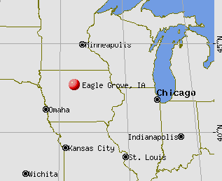Eagle Grove is north of Des Moines, Iowa, in Hamilton County.