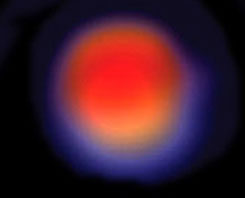 Fiery, orange-red sphere that former Airman Lori Buoen, D Flight law enforcement, RAF Bentwaters/Woodbridge, reported after midnight to her Flight Chief  Master Sgt. Glen Whitehead, on December 27, 1980, after Lori watched the unidentified light move slowly down into Rendlesham Forest. Illustration © 2010 by Lori Buoen.