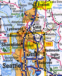 Everett, Washington, north of Seattle, location of repeated loud, unidentified "jet engine" sounds in 1996-1997.