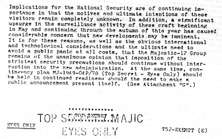 Page 005, "Briefing Document: Operation Majestic 12 Prepared for President-Elect Dwight D. Eisenhower: (EYES ONLY) 18 November 1952." Sources: TOP SECRET/MAJIC and An Alien Harvest (Earthfiles Shop).