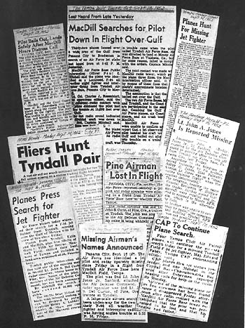 Nine Florida newspaper articles about the September 12, 1952, disappearance of the Starfire and its crew. Montage assembled by Frank Feschino, Jr.