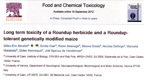 Food and Chemical Toxicology, September 19, 2012.