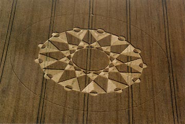 13-point geometry reported below hills in wheat near Huish not far from West Stowell on July 20, 2003. Aerial photograph © 2003 by Lucy Pringle.
