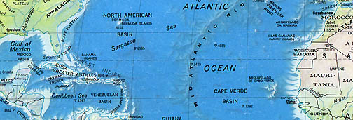 West of Mauritania is the Cape Verde Basin and Islands, where the normal "seeds" of hurricanes form from low pressure waves that have moved across Africa, probably from Ethiopian mountains. Historically, the Cape Verde hurricane season is July through September and those storm tracks cross the Atlantic toward Florida, Cuba and the Gulf of Mexico.