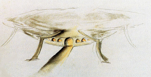 Human abductee drew a pastel sketch of the round craft with glowing orange light and windows that was supported by angled armatures and from which emanated a beam of orange light near Longmont, Colorado, in November 1980. See original in-depth report in An Alien Harvest © 1989 by Linda Moulton Howe in Earthfiles Shop. Also see 5-part 2011 Earthfiles reports listed below.