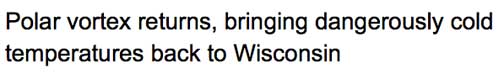 Third 2014 polar vortex blast of cold headed for the eastern half of United States as wavy jet stream dips way down toward the Gulf of Mexico, Upnorth Explorer, February 26, 2014, Madison, Wisconsin.