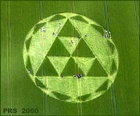 West Kennett Long Barrow on June 3, 2000 had changed to this pattern. Aerial photograph © 2000 by Peter R. Sorensen.