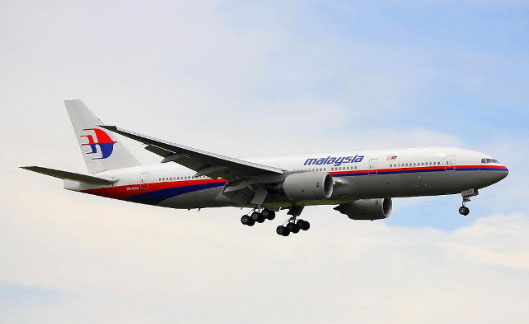 Boeing 777-2H6ER 9M-MRO, the aircraft used for flight MH370 that disappeared  at 1:19 AM on Saturday, March 8, 2014, when its transponder was mysteriously  shut off enroute to Beijing. Credit: Rodger McCutcheon, Auckland Photo News.