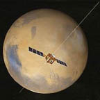 MARSIS, Mars Advanced Radar for Subsurface and Ionosphere Sounding, has been looking below the Martian surface since June 2005 for water ice and/or liquid water. Composite image by European Space Agency.