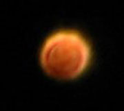 Example of mysterious "fiery" orange-red sphere. This one was seen January 9, 2007, near Van Buren, Arkansas. Photo © 2007 by Col. Brian Fields, USAF, Ret.