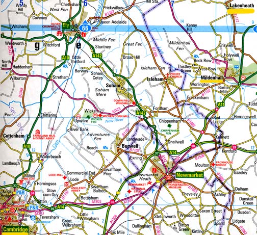 Twenty-five miles northeast of Cambridge, England, is RAF Mildenhall near the British town, Mildenhall, highlighted in yellow in upper right quadrant of map. Five miles further northeast of Mildenhall is RAF Lakenheath, an American USAF facility with nuclear missiles.