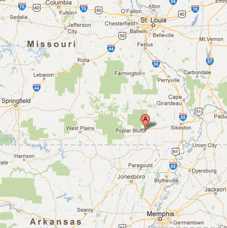 Poplar Bluff, Missouri, is 153 miles south of St. Louis not far from the Tennessee border with a population of some 17,000 residents on the Black River.