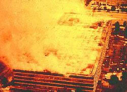 National Personnel Record Center (NPRC) on July 12, 1973, as fire destroyed 16 to 17 million military personnel records, St. Louis, Missouri. Photographs and history at http://www.archives.gov/facilities/mo/st_louis/military_personnel_records/fire_1973.html