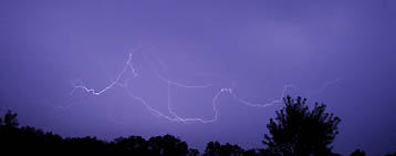 Digital frame 64 (cropped), lightning above Michael Johnson's Fairborn, Ohio, home, around 10:30 p.m., on Monday night, September 19, 2005. This frame was taken after the image of the unidentified triangle craft. Digital image © 2005 by Michael Johnson.