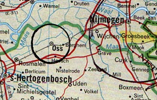 Oss, Noord Brabant, Holland gets a new ring on a map used to mark past Dutch formations, such as Groesbeek.