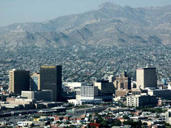 Franklin Mountains rise above El Paso, Texas.