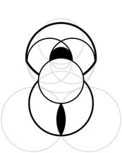 Right: 2004 Pegsdon, Hertsfordshire; Left: 2003 Serpent Mound, Ohio. Vesica Pisces geometry diagrams comparison © 2004 by Bert Janssen.