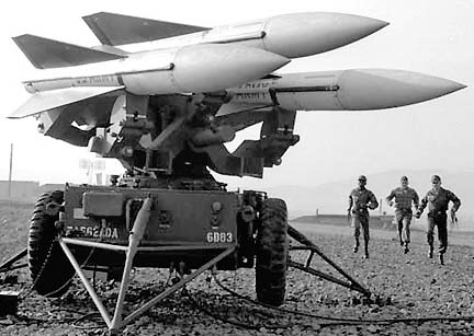 HAWK, "Homing All the Way Killers," missiles in 1967. Photograph provided by Bill.